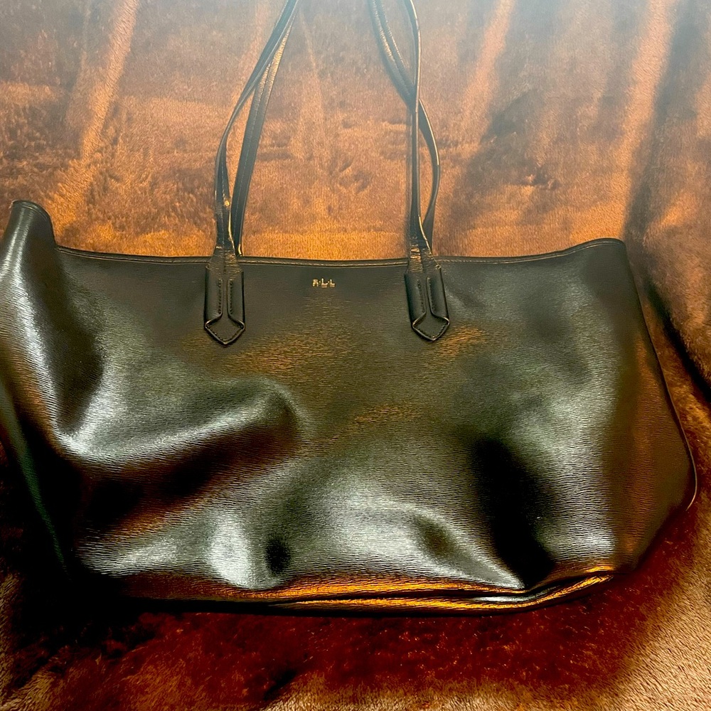 Ralph Lauren Black Leather Tote